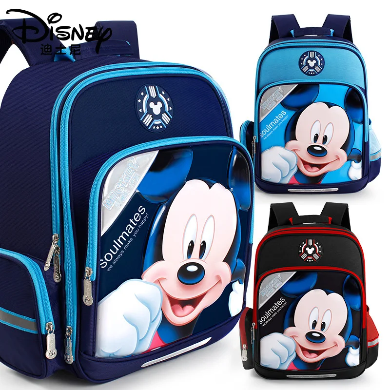 Disney Mickey School Bags For Boys Primary Student Shoulder Orthopedic Backpack Grade 1-4 Large Capacity Kids Gifts Mochilas