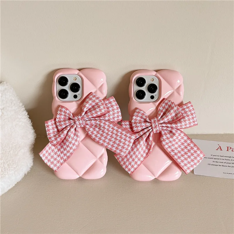 

Anti-Scratch Girl's Pink Fragrance Bowknot Mobile Phone Case for iPhone 14 Plus 11 12 13 14 Pro Max Celulares Soft TPU Cover