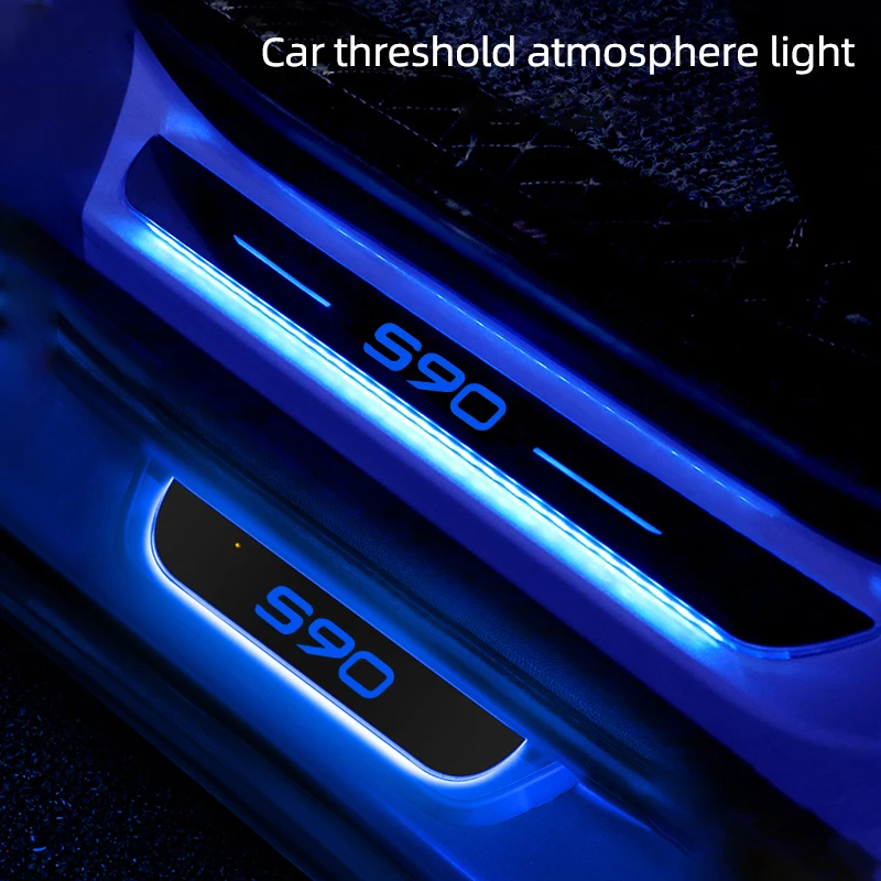 

New Wireless LED Car Door Atmosphere Light Laser Lamp For Volvo S90 2017-2023 Auto Decoration Accessories Pedal Protection Strip