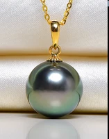 charming 13mm natural south sea tahitian genuine black round pearl pendant free shipping for women men jewelry pendant 018