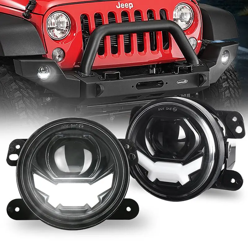 

Pair 30W 4Inch LED Fog Lights Passing Lamps with White DRL for Jeep Wrangler JK 1997-2017 LJ TJ Dodge Chrysler Journey Magnum