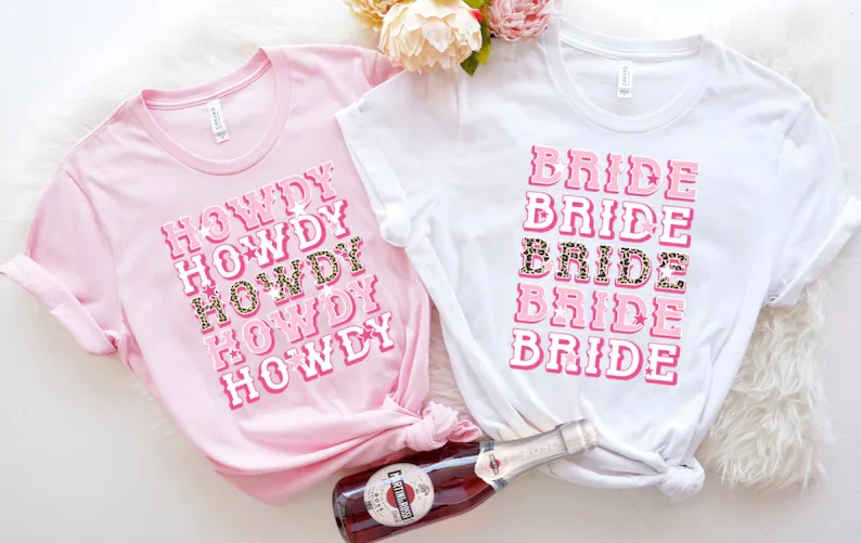 

Cowgirl Bachelorette Party Favor Shirts Howdy Nashville Bride Party Shirt Bridesmaid Gift Country Bridal Party Shirt