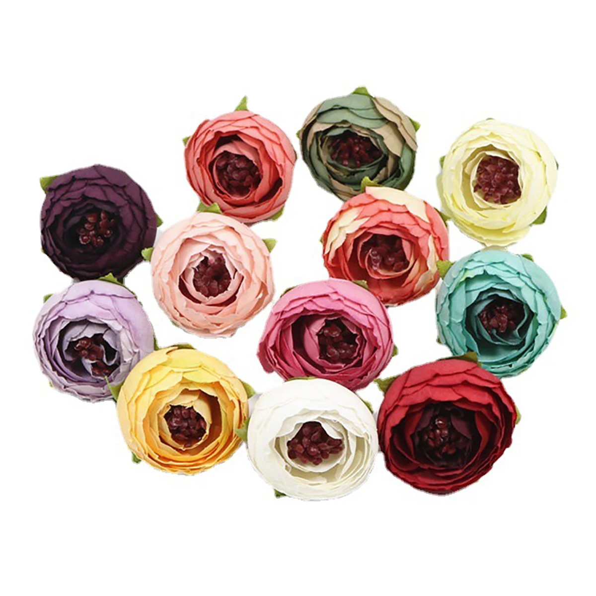

10Pcs Birthday Artificial Tea Rose Bud Small Peony Camellia Flores Flower Head For Wedding Ball Decoration Party DIY Craft Gifts
