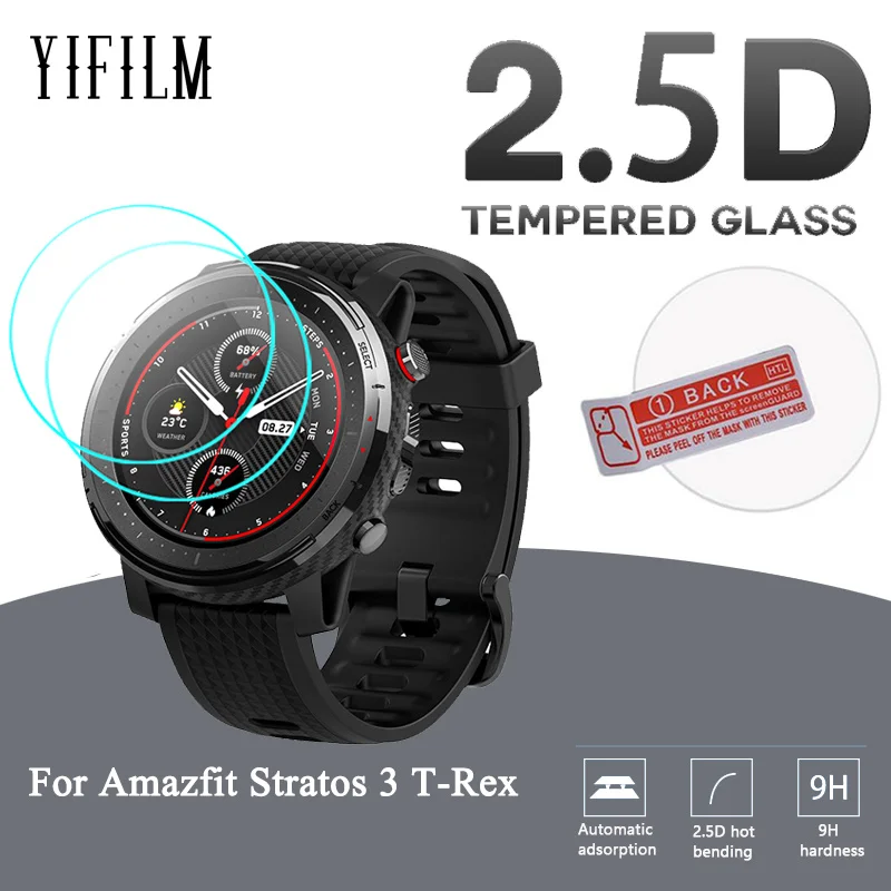 2Pcs 2.5D 9H 0.3mm Tempered Glass For Amazfit Stratos3 TRex Pro Trex2 Gtr4 Falcon Smart Watch Screen Protector Anti-Scratch Film