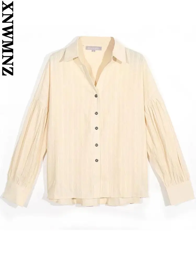 

XNWMNZ blusas elegantes de mujer 2021 fashion oversized soft touch shirt vintage long sleeve harajuku shirt female chic tops