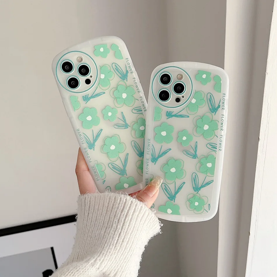 Ins корейские чехлы для телефонов с цветами iPhone XR X XS Max 11 12 13 Pro лазерный прозрачный