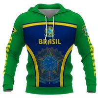 fashion brazil logo graphic 3d full print hoodie unisex long sleeve casual zip hoodie