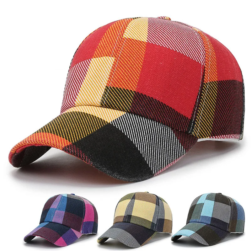

Men Fashion Solid Plaid Spring Summer Hats for Women Men Plaid Baseball Caps Outdoor Cool Lady Male Sun Hats Cap Hats for Women
