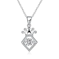 pte fashion sterling silver crown jewelled diamond cutout sterling silver necklace