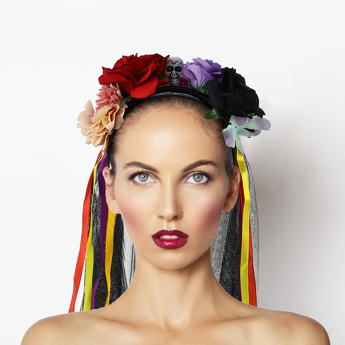 

Flower Rose Headpieceheadband Daythe Dead Black Headdress Accessorieswomen
