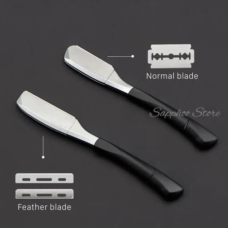 Men Silicone Handle Feather Non-foldable Razor Stainless Ste