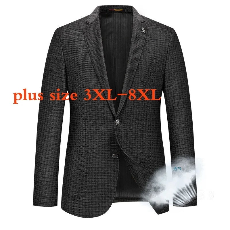 

New Arrival Fashion Suepr Large Spring And Autumn Thin Men Casual Suit Single Breasted Blazers Plus Size 3XL 4XL 5XL 6XL 7XL 8XL