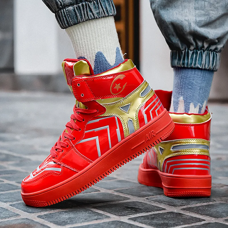 New Design Red High top Men's Sneakers Skateboard Unisex Outdoor Reflective Platform Sports Shoes Trainers Women Zapatillas 2022