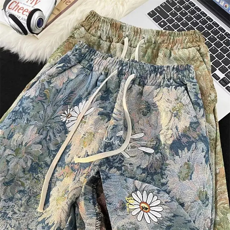 Мужские шорты с принтом пляжные повседневные мешковатые широкие брюки прямые