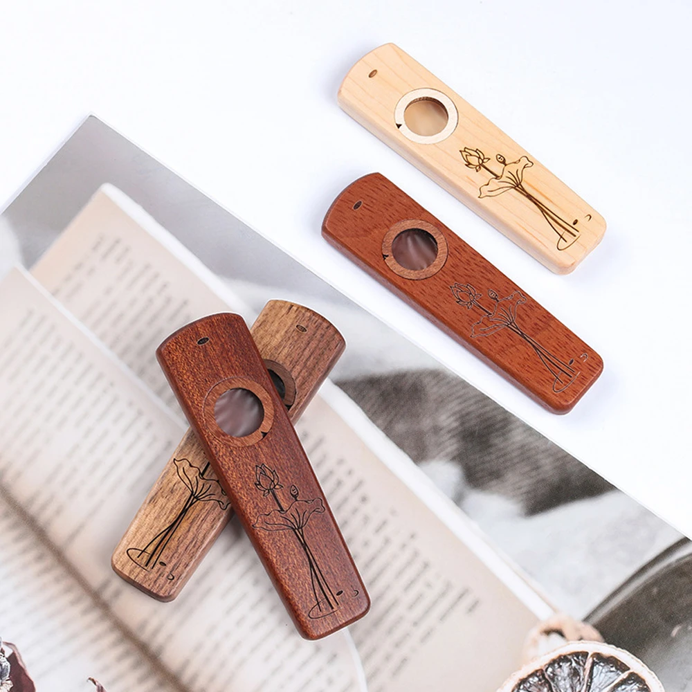 

Wooden Kazoo Musical Instruments Ukulele Guitar Accompany with Replaceable 2Flute Film Kazoo Instrument for Adult Music Beginner