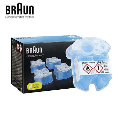 Сменные картриджи Braun Clean & Renew CCR4 Lemon Fresh Cleans 10x More Fit для электробритвы Braun All Smart Care Center, 4 упаковки