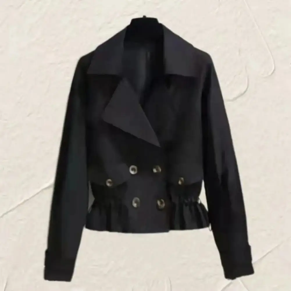 

Simple Fashionable Women Jacket Stylish Double-breasted Women's Jacket Lapel Collar Elastic Waist for Fashionable for Women