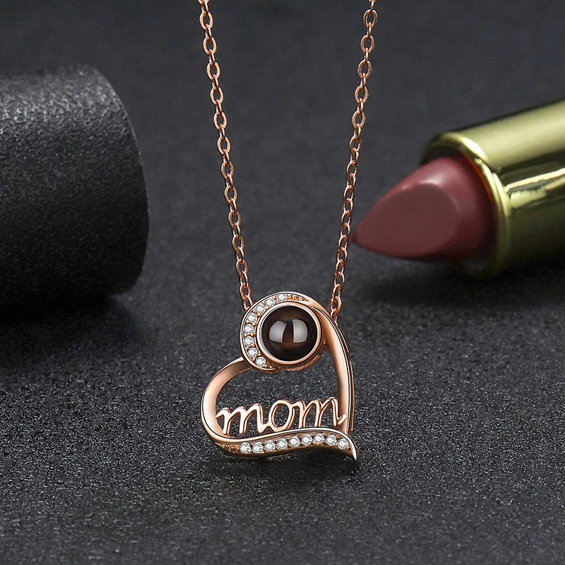 S925 Sterling Silver Personalized Heart Photo Projection Necklace For Mother Day Birthday Gift 2023 Photo Custom Pendant Jewelry