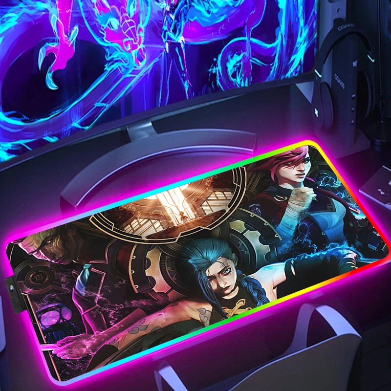 

Large Mousepad Xxl Gaming Mouse Pad Rgb Backlight Pc Gamer Accessories League of Legends Jinx Irelia Backlit Mat Desk Protector