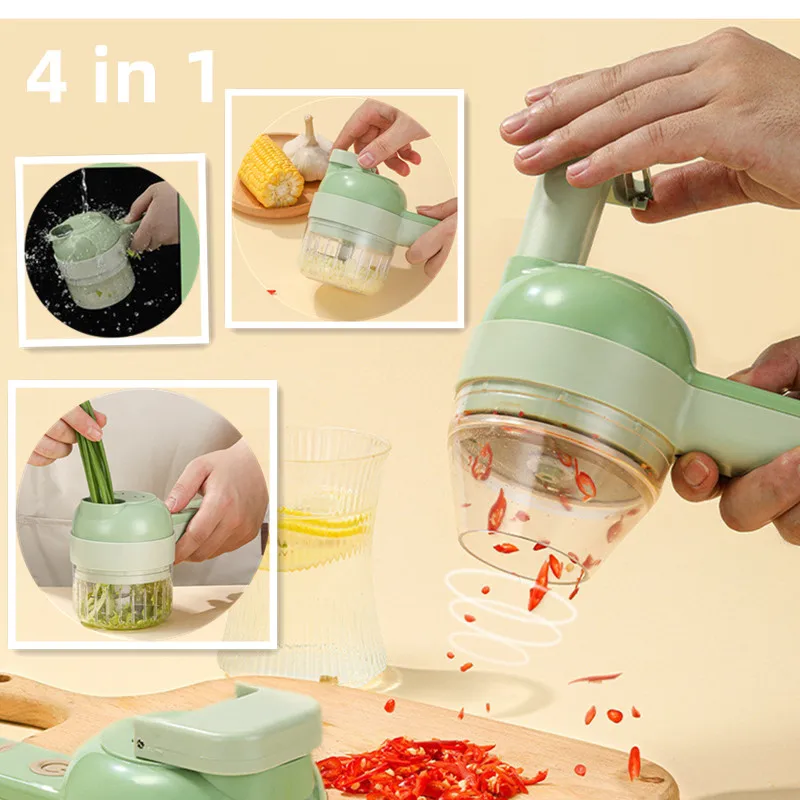 

Резак-слайсер 4 в 1, Электрический фотоэлектрический пресс для чеснока, грязевой пресс, измельчитель для чеснока, режущий пресс, миксер