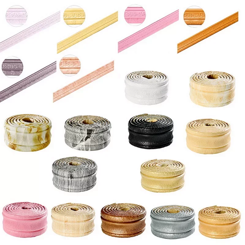 

3D Waistline Baseboard Wall Stickers Self-adhesive 2.3m Wall Edge Strip Decor Wall Sticker Embossed Corner Line Waterproof