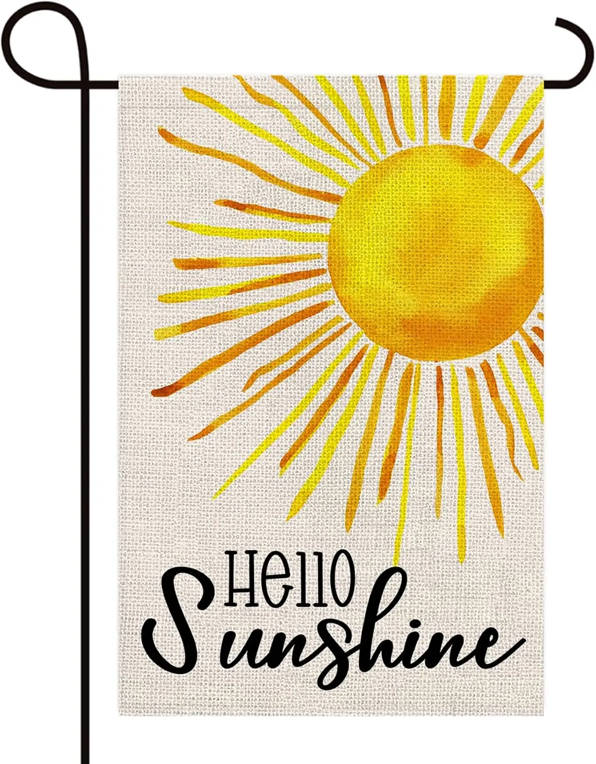 Фото Флаг для сада Texupday Hello Sunshine, двусторонний, вертикальный, из мешковины, в деревенском стиле, для праздников, вечеринок, улицы, двора, весна-лето №1
