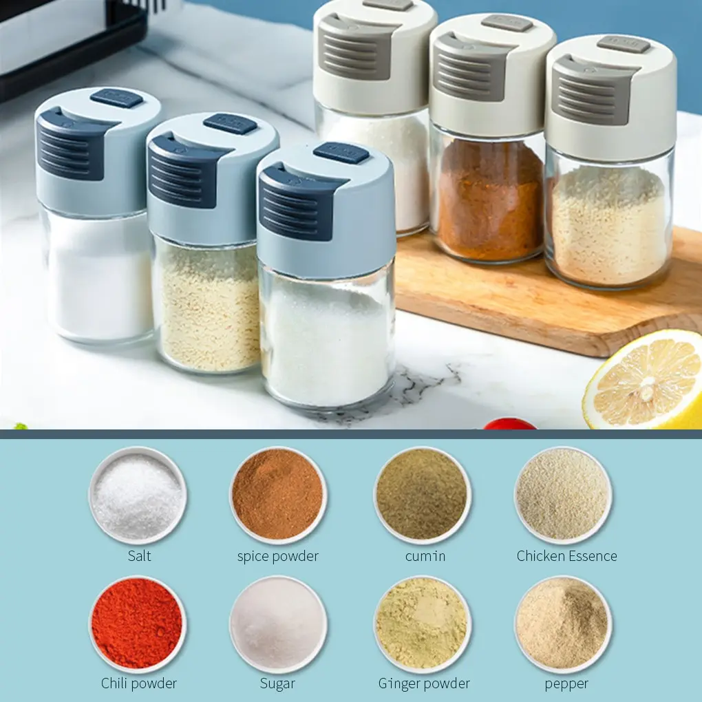 

Hot Push-Type Salt Shaker Spice Jars With Lid Sealed Moisture-Proof Condiment Jar Glass Bottle Kitchen Accessories Cooking Tools