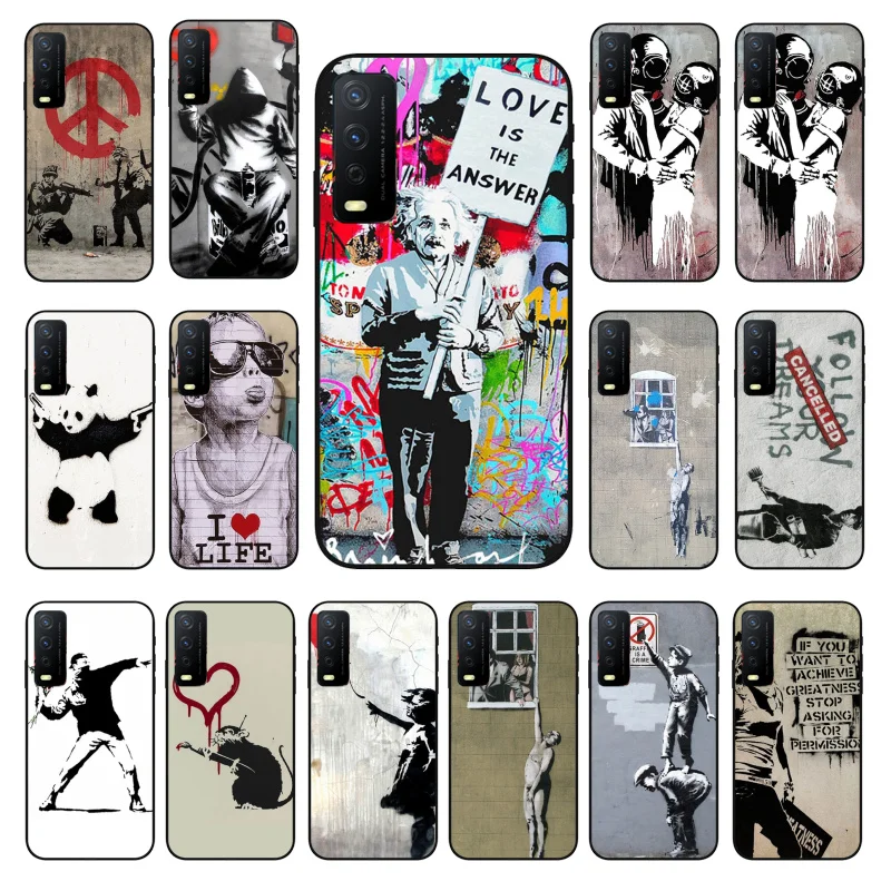 

Street Art Banksy Graffiti Phone Case for VIVO Y72 Y20 Y11 Y12 Y17 Y19 Y20S Y31 Y1S Y91 Y21 Y51 Y20i Y93 Y12S Y70