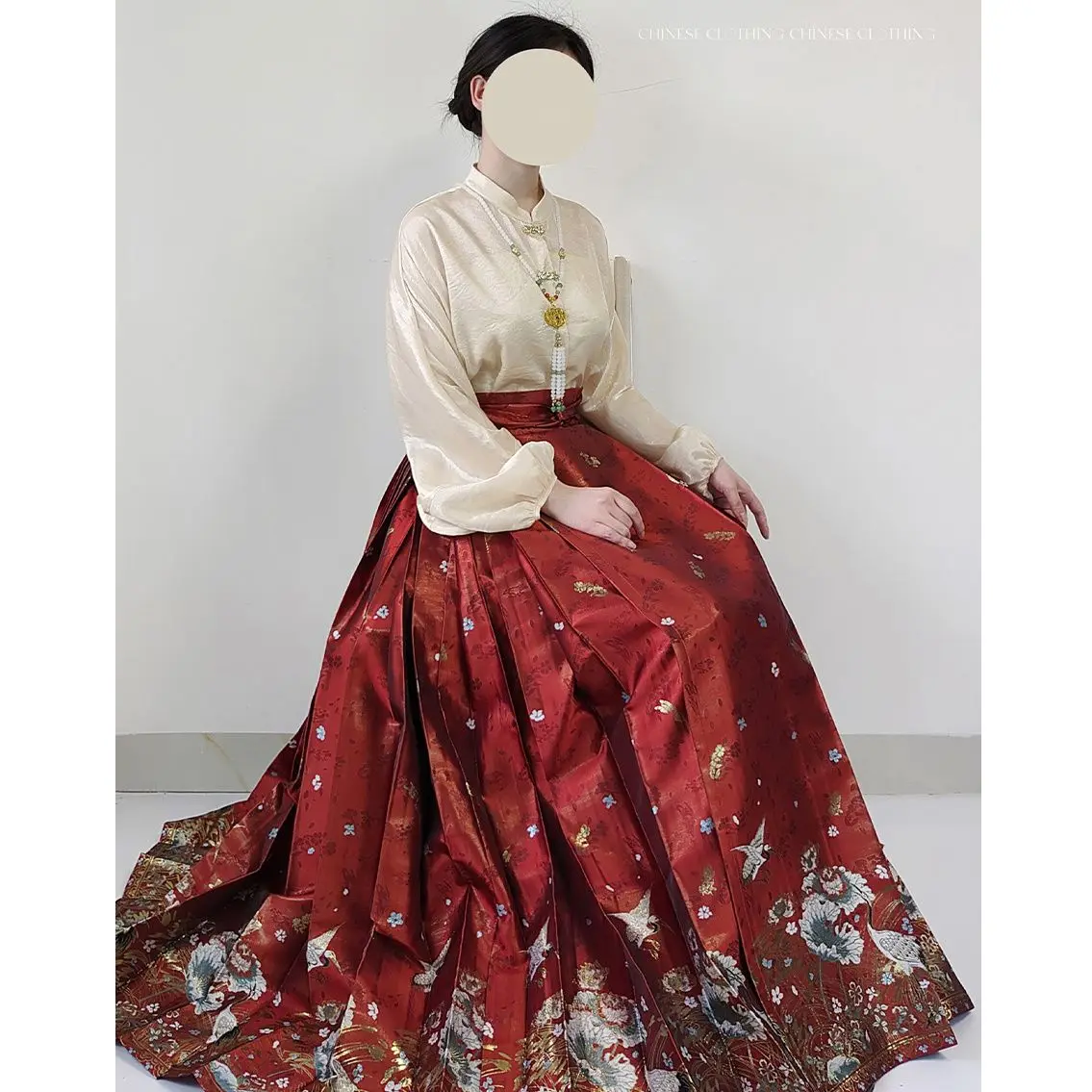 Юбка Mamian китайская династия Мин имитация макияжа тканая золотая юбка с