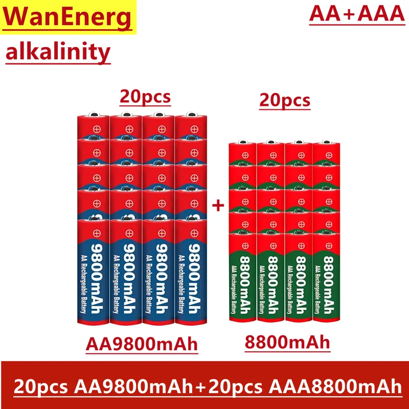 

2022 New 1.5V AA 9800mAh+1.5V AAA 8800mAh Alkaline1.5V Rechargeable Battery For Clock Toys Camera battery