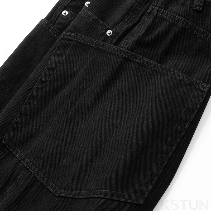 Черные джинсы KSTUN мужские свободные широкие мешковатые брюки Повседневная