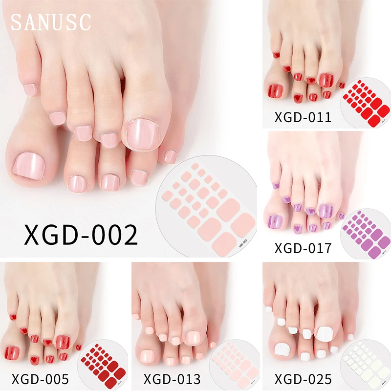 Summer Style 22tips Nail Stickers DIY Artificial Soild Color Toe Nails for Design Full Cover Foot Nail Art Decoration Stickers