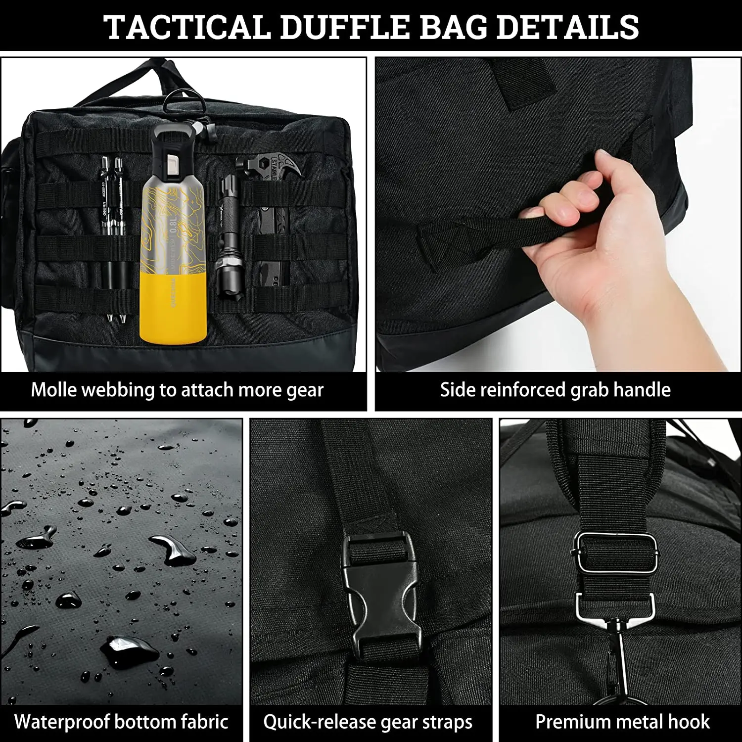 iFARADAY Tactical Sports Bags 90L Large Travel Duffel Heavy Duty Military Outdoor Gear Bag Camping Hiking Handbag Waterproof Bag