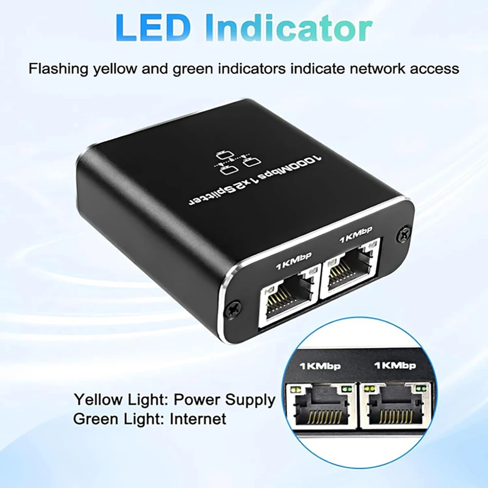 Разветвитель сетевой RJ45 для кабеля питания Cat5/5e/6/2/1 1000 Мбит/с