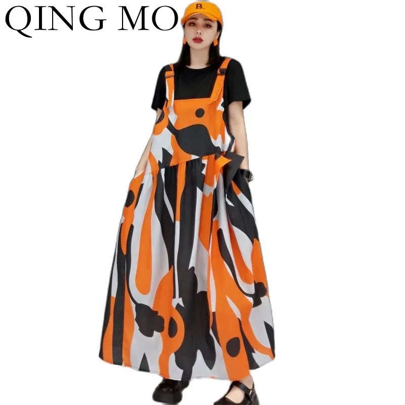 

Женское платье с камуфляжным принтом QING MO, свободное платье-пуловер на бретельках без рукавов, большие размеры, лето 2022