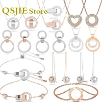 swa 2022 original glamour jewelry sets new hollow hoop earrings trend necklace gold austria crystal ladies gifts for women