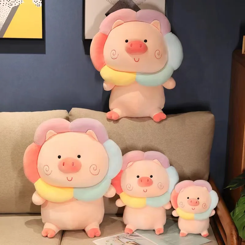

Симпатичная плюшевая игрушка свинка кукла подсолнух цветок Радуга свинка Подушка тканевая кукла подарок