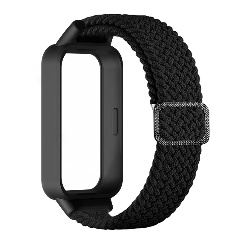 Фото Плетеный ремешок + чехол для Xiaomi Smart Mi Band 9 Active, регулируемый нейлоновый браслет-петля + защитный чехол, аксессуары для ремешка Redmi Band 3 №4