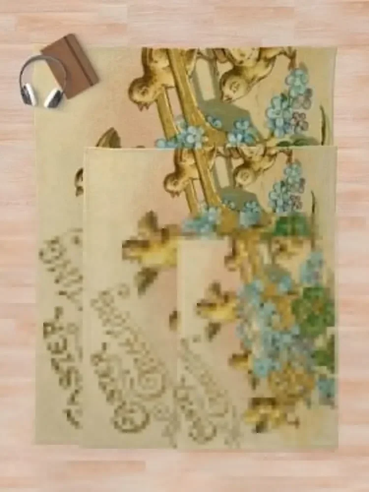 Винтажные пасхальные поздравительные цыплята тачка яйца синие цветы