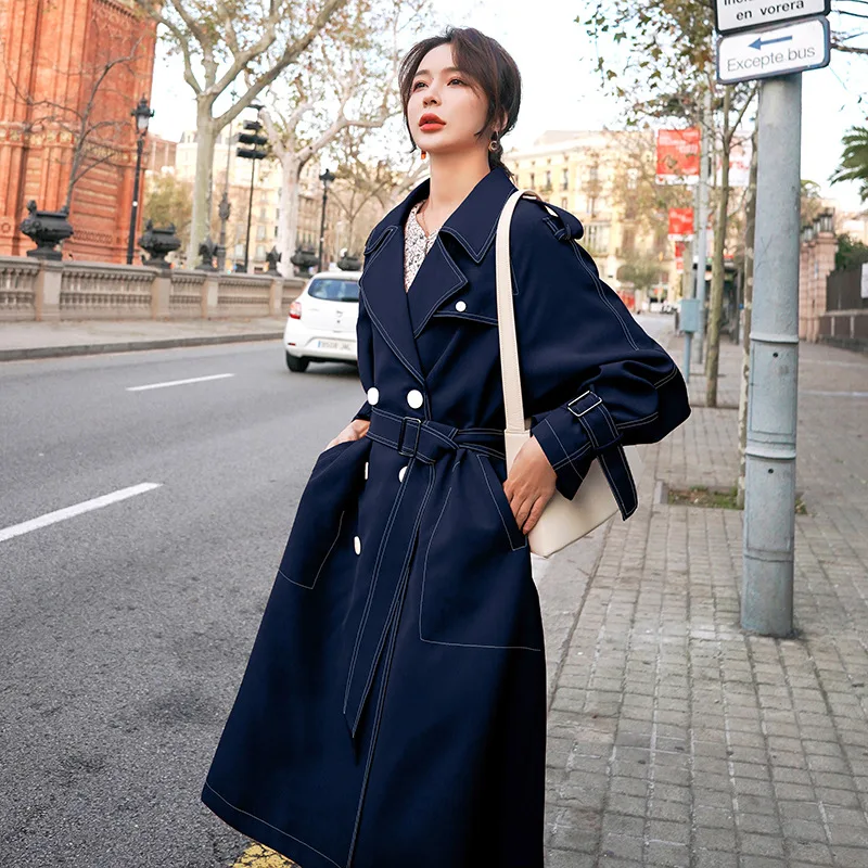 

SuperAen Spring Autumn 2022 New Solid Loose All Match Drape Windbreaker Women's Notched Office Lady Long Short Coats