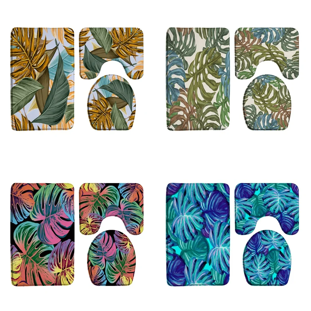 3 шт., набор ковриков для ванной с тропическими листьями