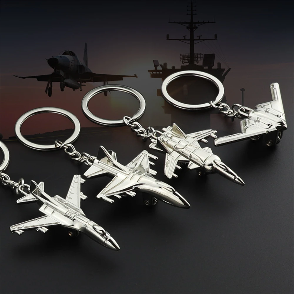 

Plane Key Chain For Men Creative Aircraft Metal Fighter Model Pendant Keychains Car Key Ring Accessories Novel Gift Ornaments