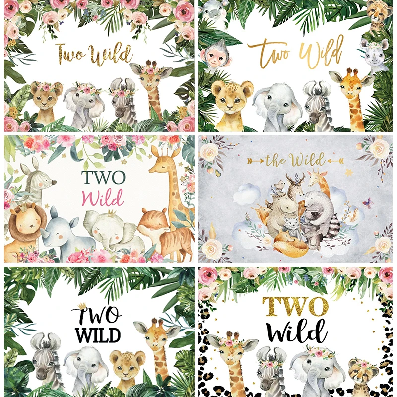 Фон для фотосъемки новорожденных с изображением двух диких предметов вечеринки