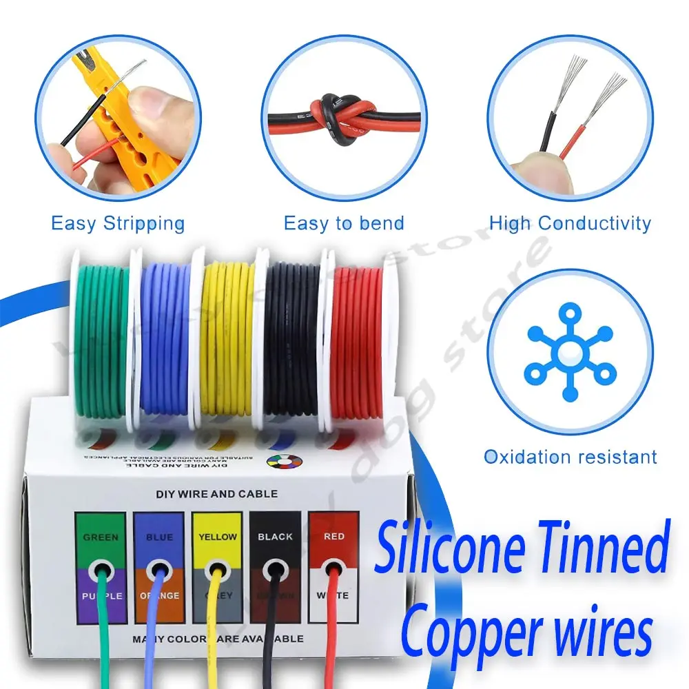 Термостойкий гибкий силиконовый провод 30AWG 28AWG 26AWG 24 22 20AWG 18AWG 16AWG многожильный