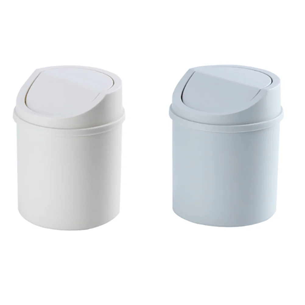

2 Pcs Small Trash Can Garbage Containers Organizers Miniature Dumpster Counter Swing