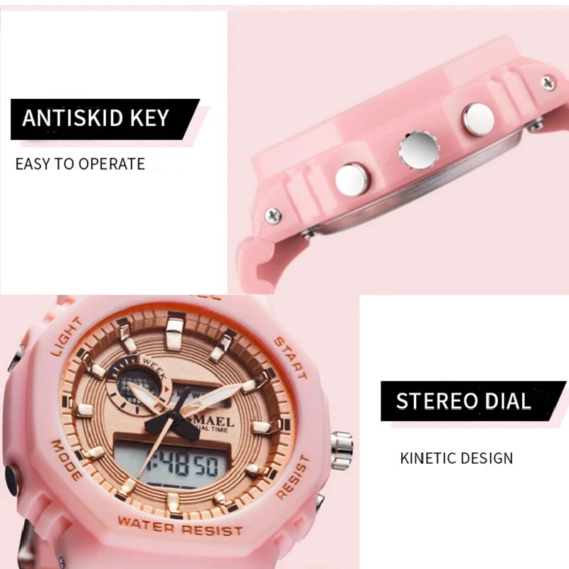 SMAEL Fashion Women Digital Watch Top Luxury Brands Sports Ladies Watches LED Quartz Small Dial Wrist Watch Relogio Feminino