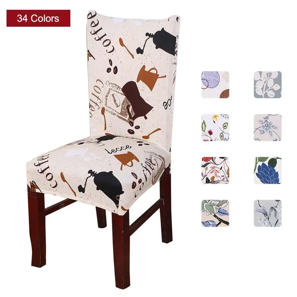 

Yaapeet Spandex Elastic Printing Chair Covers Modern Removable Anti-dirty Kitchen Seat Case Stretch Chair Cover Yaapeet429