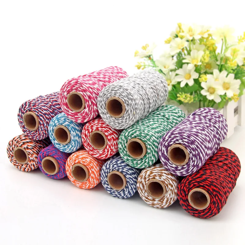 

100M/Roll Cotton Cord Baker Twine Colorful Cotton Crafts Twine Macrame Cord String DIY Home Textile Gift Wrapping Wedding Decor