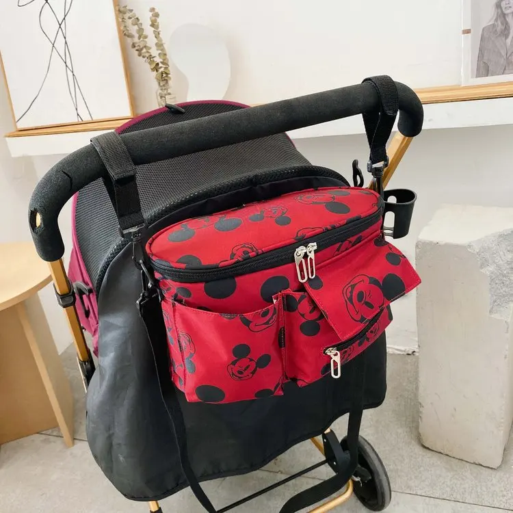 New Practical Multifunctional Canvas Mickey Mouse Print Mommy Bag Children's Stroller Crossbody Large Capacity Bag Female Bag