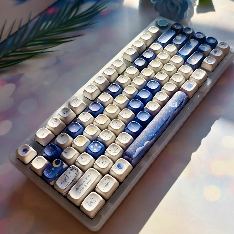 Фото Прозрачные колпачки для клавиш «Звездное небо» Cherry Moa Xda, круглые, Pbt, термосублимационные, синие, механические колпачки для клавиш премиум-класса, подарки №5